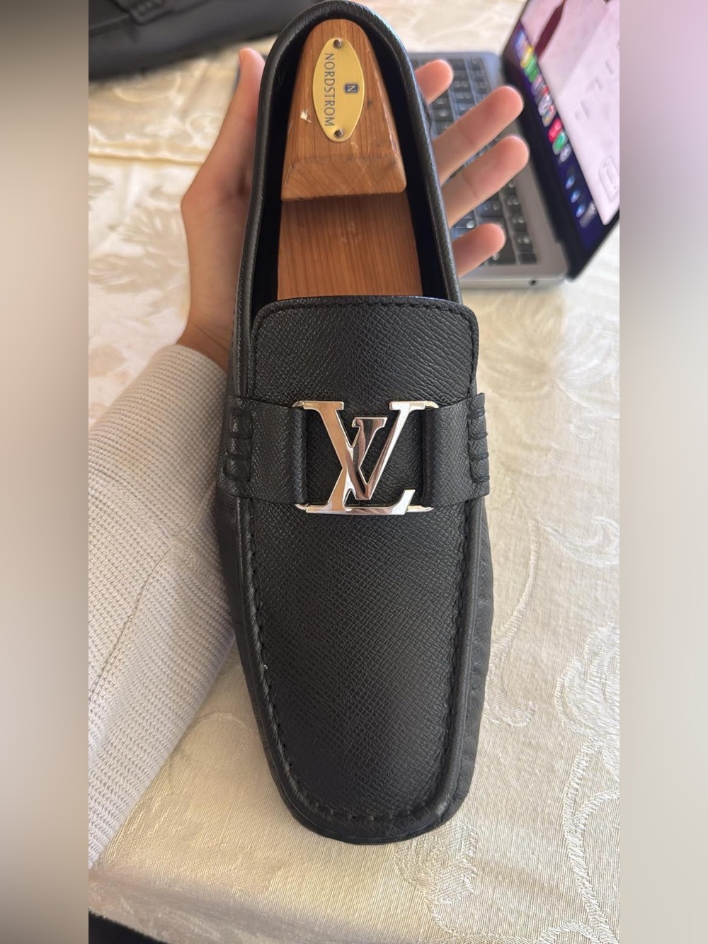 Louis Vuitton Black Leather LV Buckle Driving Loafers